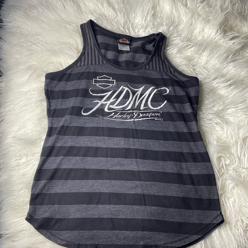 Black gray white Harley Davidson tank made in the USA